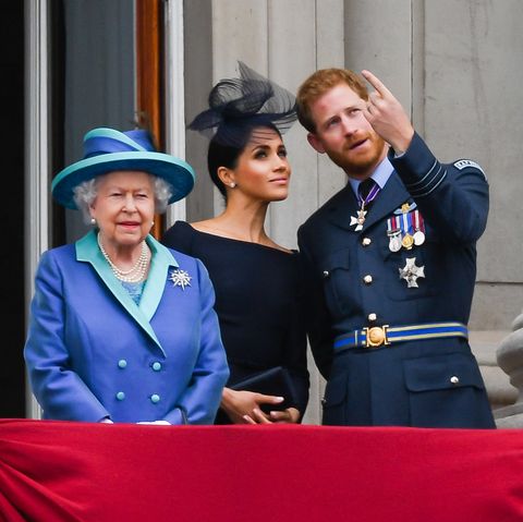 Queen Elizabeth, Herzogin Meghan und Prinz Harry im Juli 2018.
