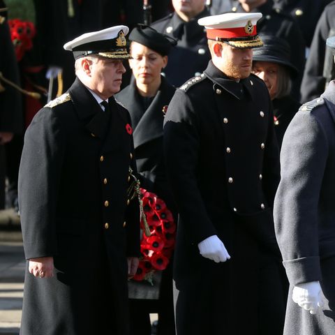 Prinz Andrew mit Prinz Harry und Prinz William (v.l.n.r.) beim Remembrance Sunday 2019.