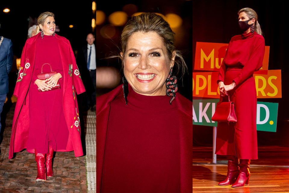 Kate, Meghan + Máxima: Königin Máxima setzt auf einen Ton-in-Ton-Look in Rot - und strahlt! Königin Máxima setzt auf einen Ton-in-Ton-Look in Rot - und strahlt!