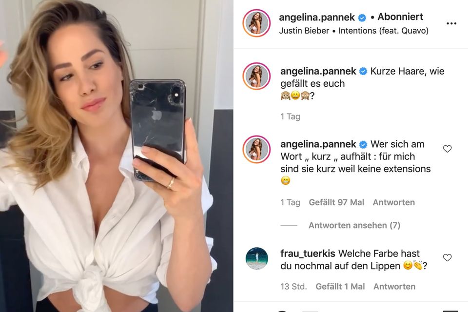 Sarah Lombardi: Angelina Pannek gibt auf Instagram ein Frisuren-Update. Angelina Pannek gibt auf Instagram ein Frisuren-Update.