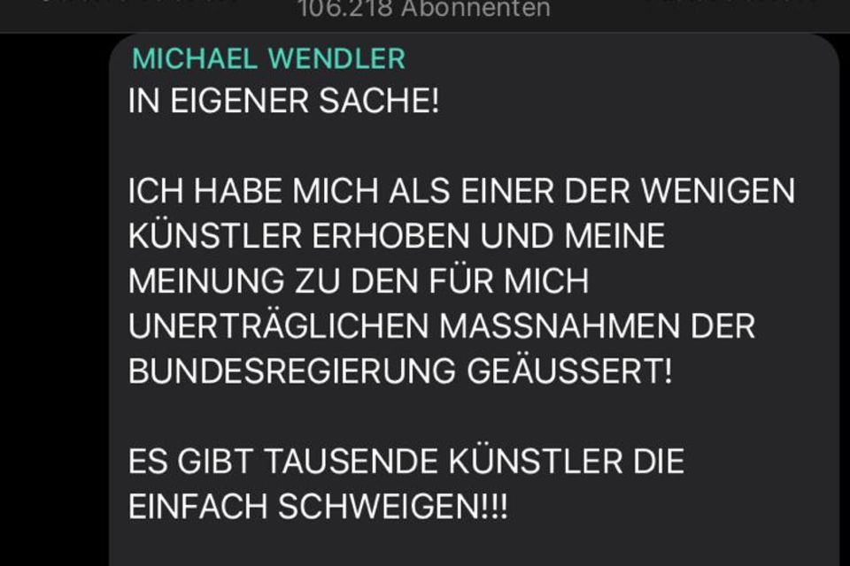Michael Wendler gibt auf: Michael Wendler auf Telegram Michael Wendler auf Telegram