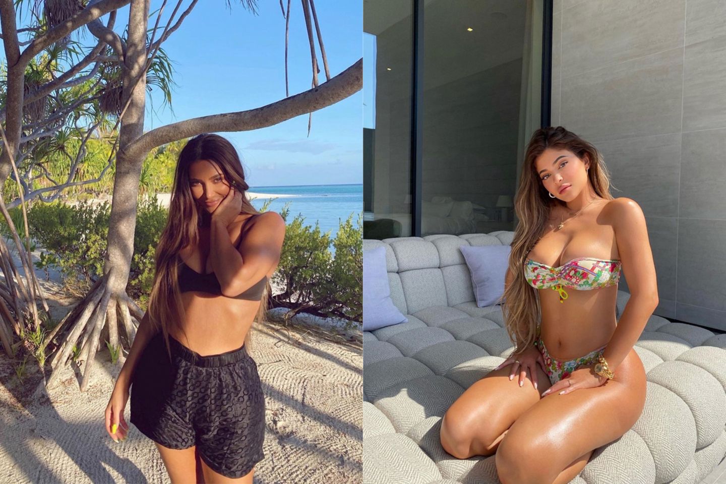 ... vergleicht man Fotos von Kim mit denen ihrer Halbschwester Kylie, lässt sich feststellen: Kim sieht der 23-Jährigen immer ähnlicher. Vielleicht schwören die beiden Unternehmerinnen ja auch auf denselben Beauty-Doc. 