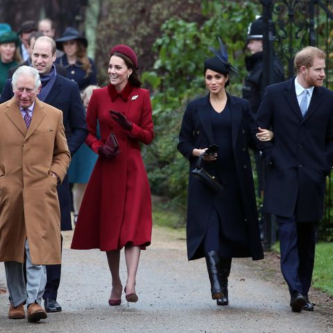 Prinz Charles, Prinz William, Herzogin Catherine, Herzogin Meghan und Prinz Harry