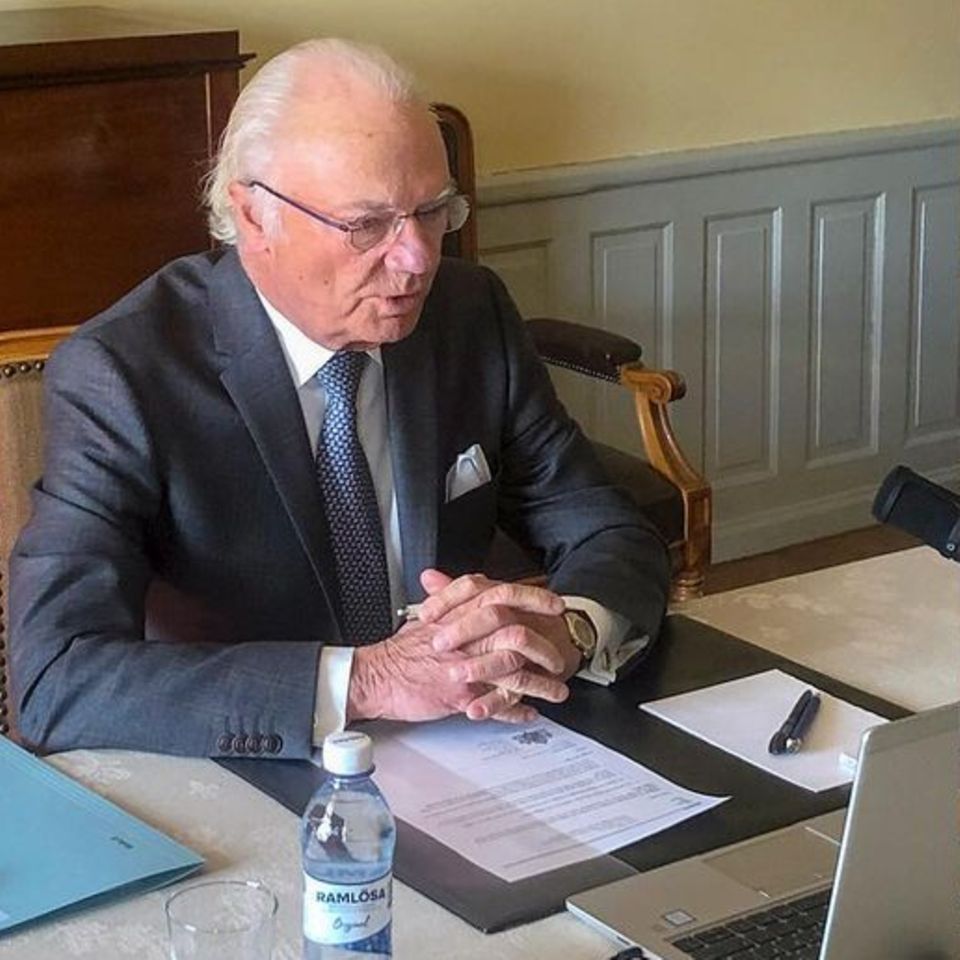 König Carl Gustaf un dPrinz Daniel im Homeoffice