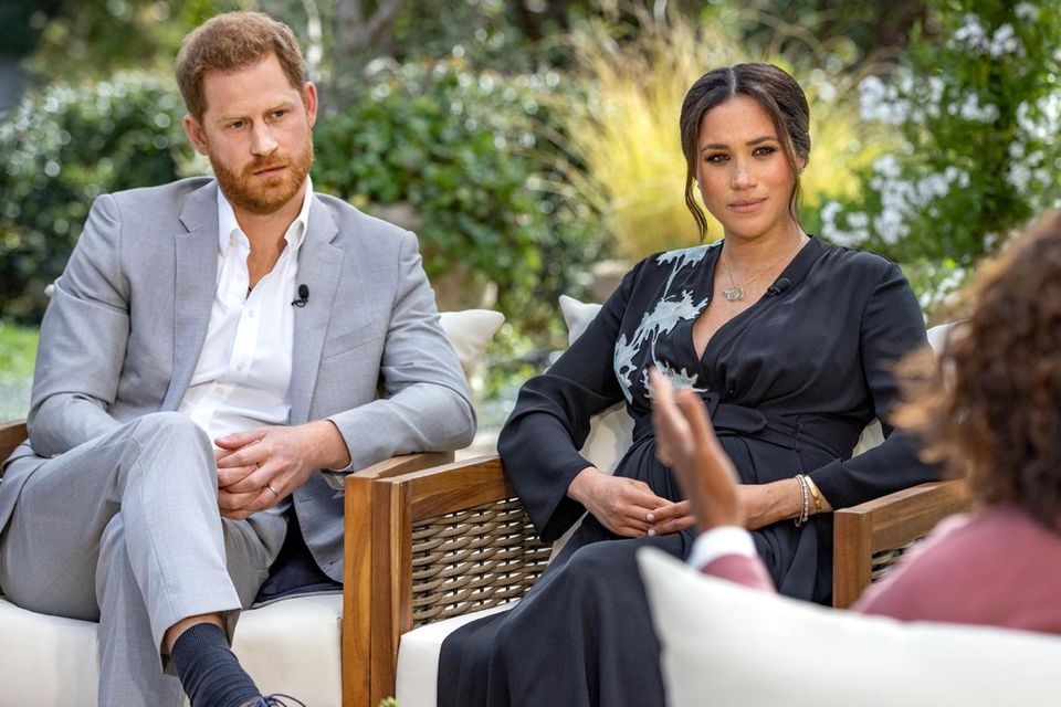 Herzogin Meghan: Prinz Harry und Herzogin Meghan im Gespräch mit Oprah Winfrey. In Deutschland ist das Interview am 8. März 2021 auf RTL, VOX und TVNOW zu sehen. Prinz Harry und Herzogin Meghan im Gespräch mit Oprah Winfrey. In Deutschland ist das Interview am 8. März 2021 auf RTL, VOX und TVNOW zu sehen.
