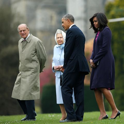 Prinz Philip (†99), Queen Elizabeth, Barack und Michelle Obama (v.l.n.r.)