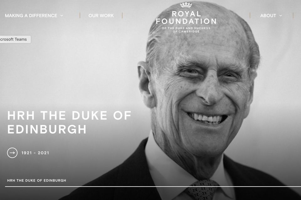 Die Startseite der Royal Foundation steht im Zeichen von Prinz Philip