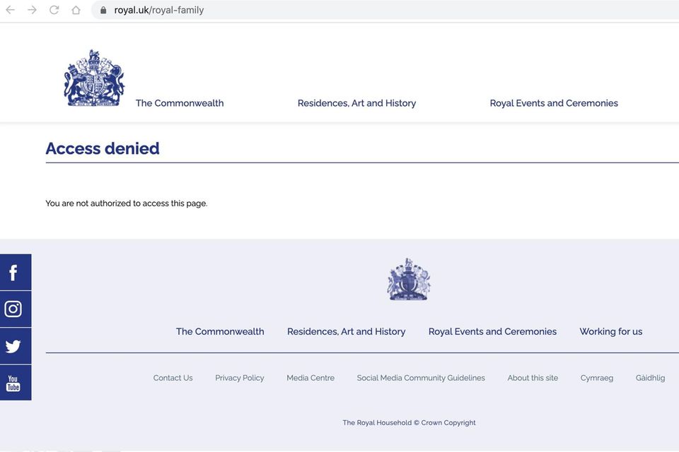 Herzogin Meghan + Prinz Harry : Diese (Unter-)Website der Königsfamilie ist nicht erreichbar. Diese (Unter-)Website der Königsfamilie ist nicht erreichbar.