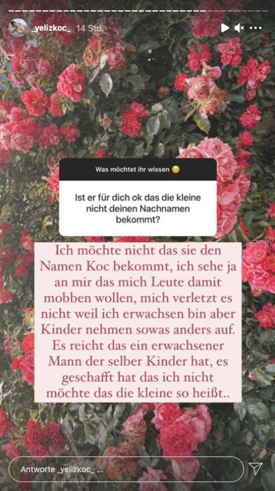 Yeliz Koc: Yeliz Koc verrät, warum ihre Tochter nicht den Nachnamen "Koc" tragen wird. Yeliz Koc verrät, warum ihre Tochter nicht den Nachnamen "Koc" tragen wird.