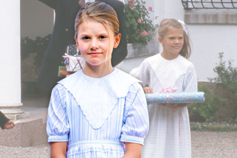 Anlässlich des 44. Geburtstag ihrer Mutter trägt Prinzessin Estelle dasselbe Kleid, das Prinzessin Victoria damals schon zu ihrem Kindergeburtstag trug. 
