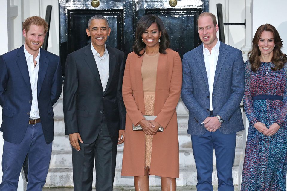Herzogin Meghan: Prinz Harry, Barack Obama, Michelle Obama, Prinz William und Herzogin Catherine beim Dinner im Kensington Palace am 22. April 2016 Prinz Harry, Barack Obama, Michelle Obama, Prinz William und Herzogin Catherine beim Dinner im Kensington Palace am 22. April 2016