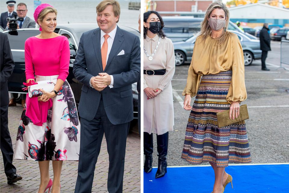Königin Máxima, Prinzessin Mary + Co. : Königin Máximas Garderobe ist bekanntermaßen farbenfroh. Auffällige Glockenröcke dürfen da natürlich nicht fehlen. Königin Máximas Garderobe ist bekanntermaßen farbenfroh. Auffällige Glockenröcke dürfen da natürlich nicht fehlen.