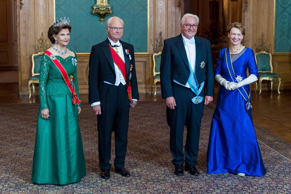 Das schwedische Königspaar mit dem Bundespräsidenten beim Staatsbankett