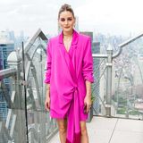 Olivia Palermo posiert auf der New York Fashion Week für die Fotografen.