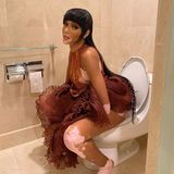 Gezwitscher: Winnie Harlow auf der Toilette nach Met-Party