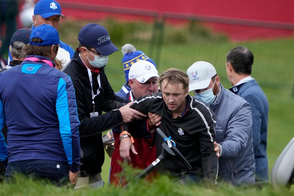 Tom Felton: Tom Felton kurz nach seinem Zusammenbruch beim Promi-Golfturnier. Tom Felton kurz nach seinem Zusammenbruch beim Promi-Golfturnier.