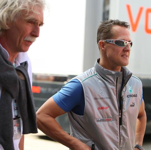 Dr. Johannes Peil und Michael Schumacher beim Grossen Preis Santander auf dem Hockenheimring im Juli 2012.