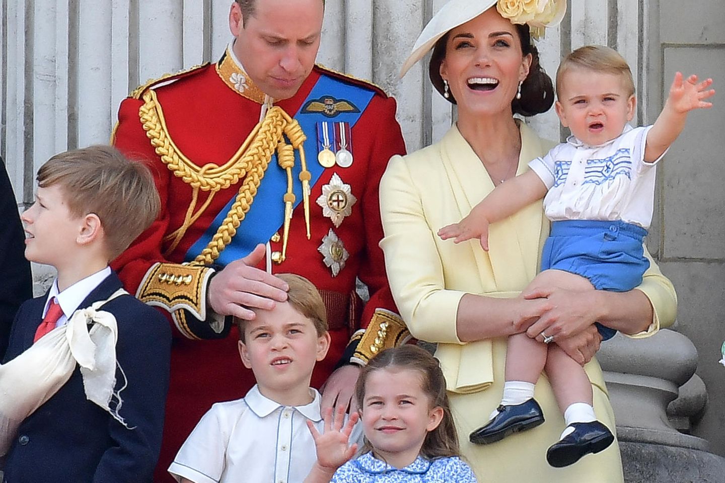 Prinz William, Herzogin Catherine, Prinz Louis, Prinz George und Prinzessin Charlotte