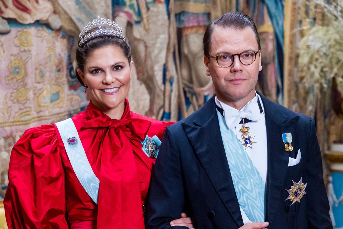 Prinzessin Victoria und Prinz Daniel nahmen aufgrund der Coronapandemie zum letzten Mal 2019 am Königsdinner zu Ehren der Nobelpreisträger im königlichen Schloss in Stockholm teil.
