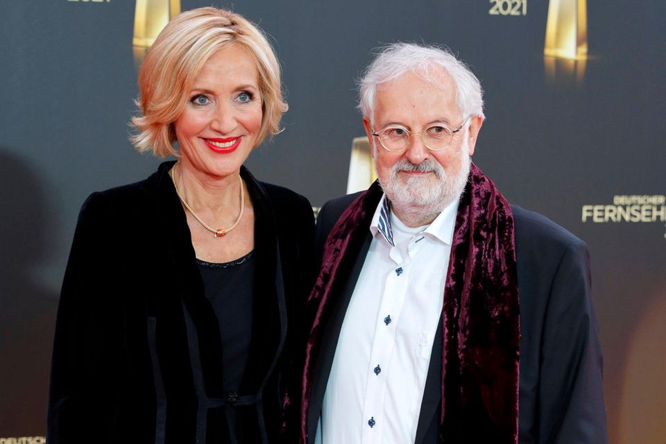 Petra Gerster mit Ehemann Christian Nürnberger bei der Verleihung des Deutschen Fernsehpreises 2021.