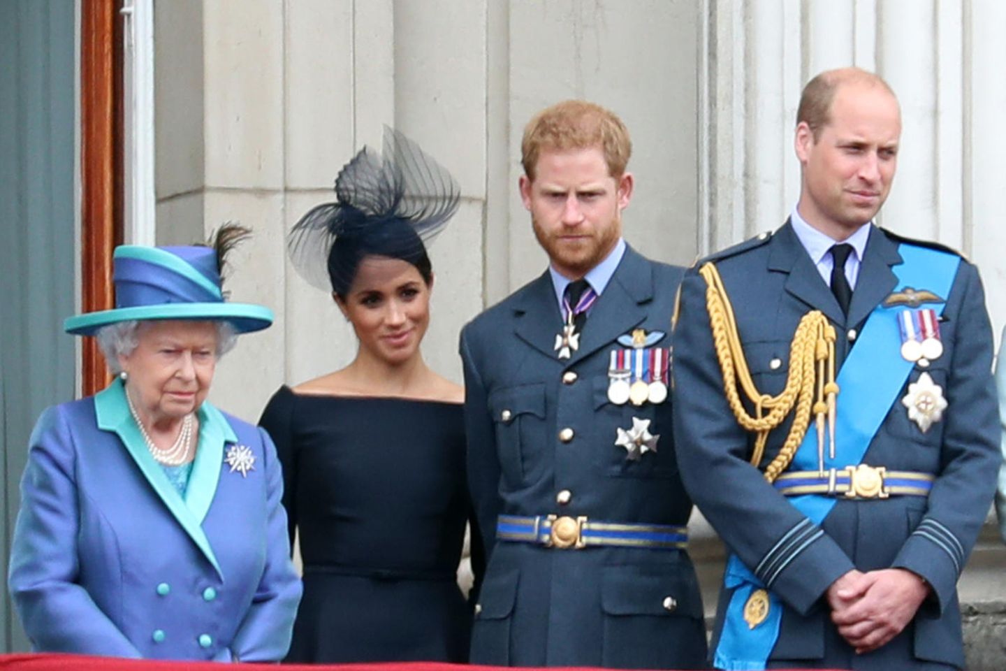 Queen Elizabeth, Herzogin Meghan, Prinz Harry und Prinz William