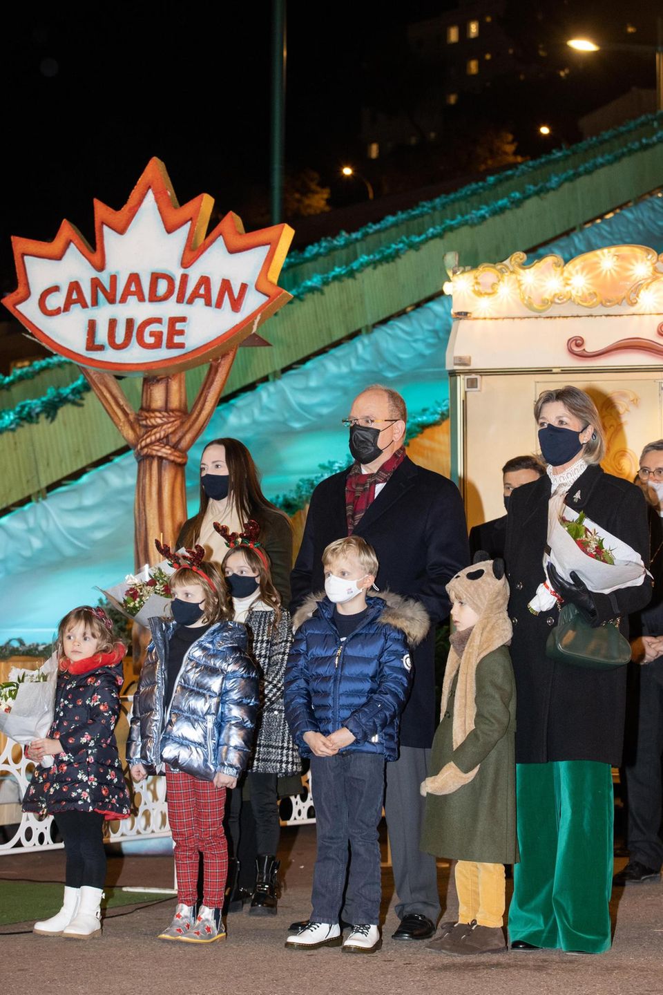Fürstenfamilie: Die Monegassen bei der Eröffnung des Weihnachtsmarkts