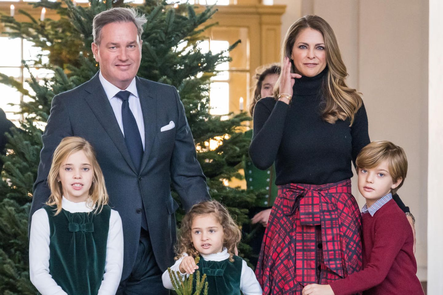 Prinzessin Madeleine mit ihrem Mann Chris O'Neill und den drei Kindern Prinzessin Leonore, Prinzessin Adrienne und Prinz Nicolas (v.l.n.r.)