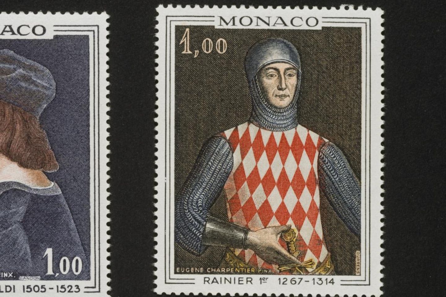 Rainier I. (re., 1267–1314) gilt als Auslöser des Grimaldi-Fluchs