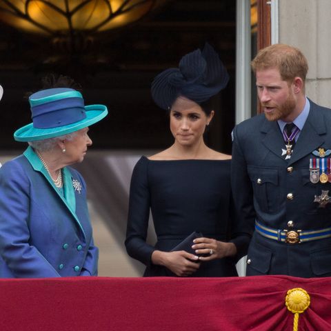 Queen Elizabeth mit Herzogin Meghan und Prinz Harry
