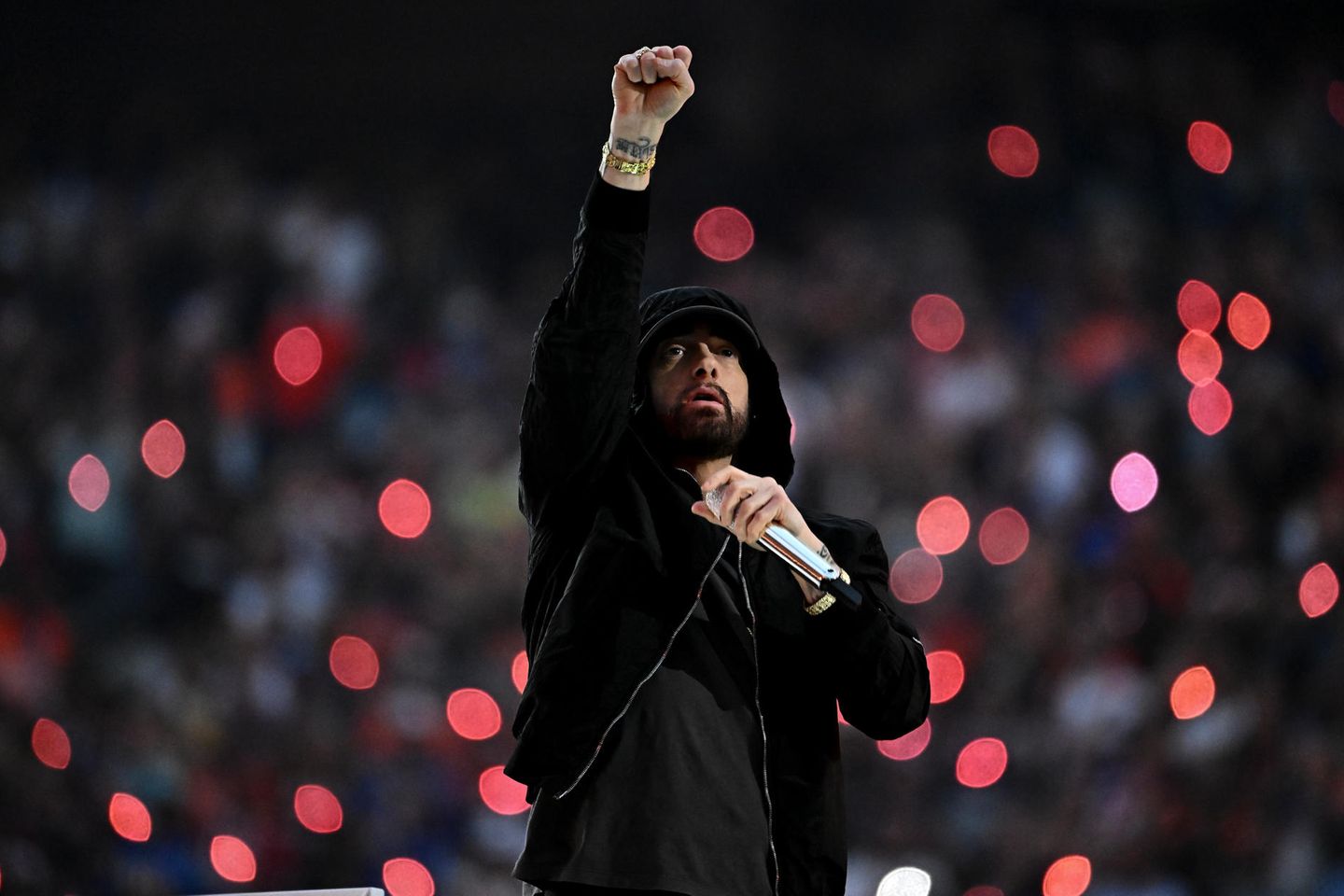 Eminem bei seiner Performance während der Halbzeitshow vom Super Bowl 2022