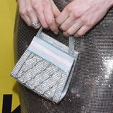 Anne Hathaways Micro-Bag besticht durch viele kleine Steinchen, einen Mini-Henkel und ein süßes Rauten-Muster. Unbeantwortet bleibt allerdings die Frage, was genau Anne darin wohl transportieren wird? 