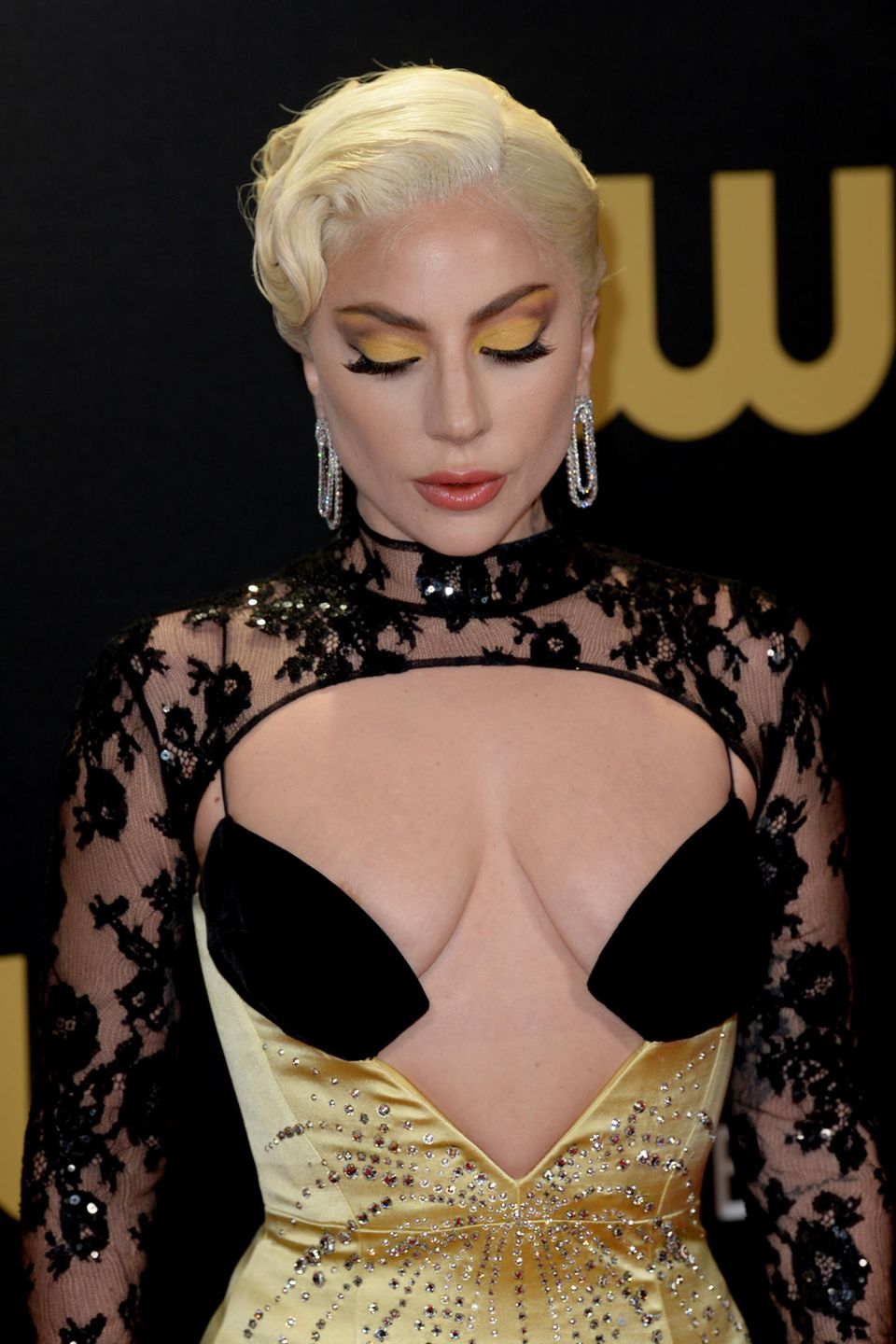 Und auch ihr Make-up ist perfekt auf die Farbe ihres Kleides abgestimmt. So einen Look kann auch nur Lady Gaga tragen!