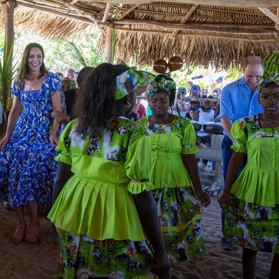 Herzogin Catherine beim Besuch des Festival of Garifuna Culture in Hopkins im Rahmen des Besuch des Herzogspaares von Cambridge in Belize anlässlich des Platin-Jubiläumsjahres der Queen, Tag 2, Belize, 20. März 2022.