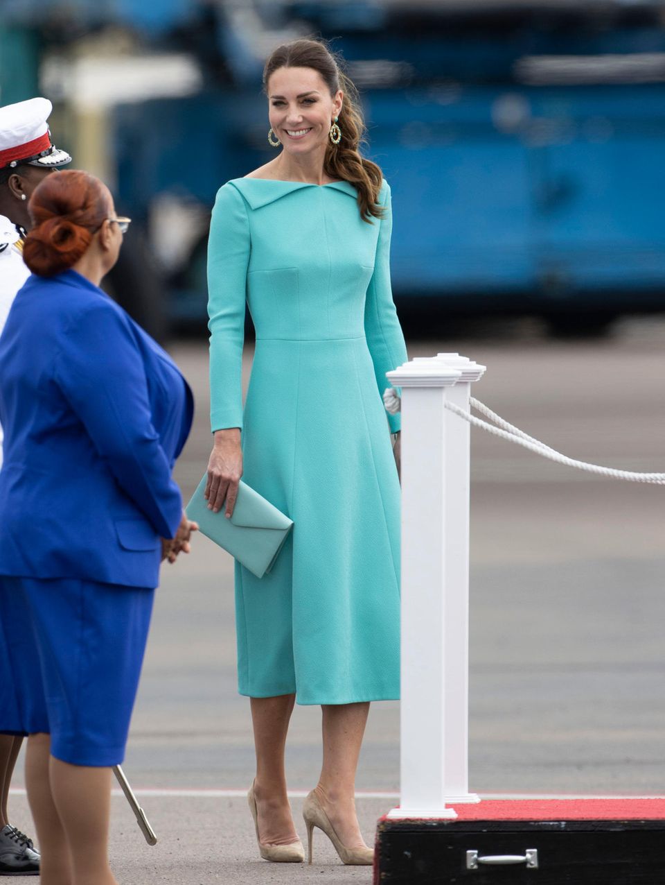 Herzogin Catherine bei ihrer Ankunft auf den Bahamas. 
