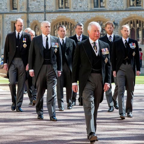 Mitglieder der britischen Königsfamilie bei den Trauerfeierlichkeiten für Prinz Philip