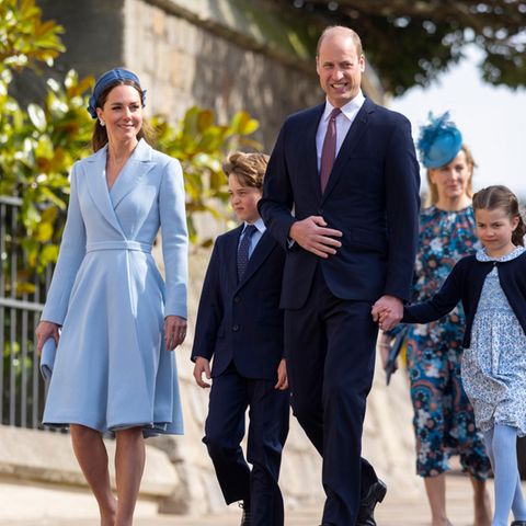 V.l.n.r.: Herzogin Catherine, Prinz George, Prinz William und Prinzessin Charlotte