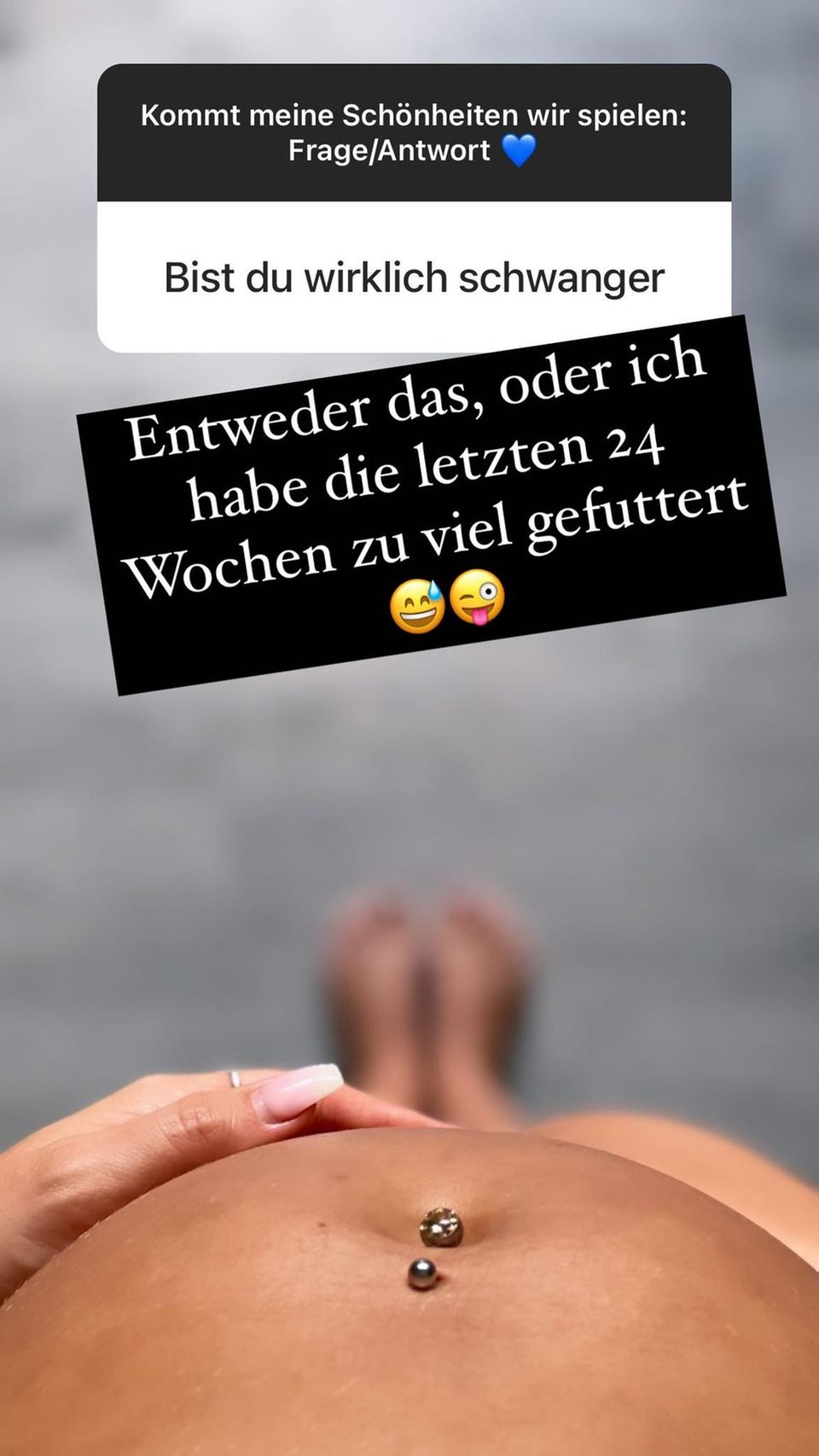 Annemarie Eilfeld: Annemarie Eilfeld zeigt in ihrer Instagram Story ihren Babybauch. Annemarie Eilfeld zeigt in ihrer Instagram Story ihren Babybauch.