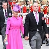 3. Juni 2022  Zara und Mike Tindall kommen Hand in Hand vor der Saint Paul’s Cathedral in London an, wo sie gemeinsam mit weiteren Gästen am Gottesdienst im Rahmen des 70. Thronjubiläums von Queen Elizabeth teilnehmen.