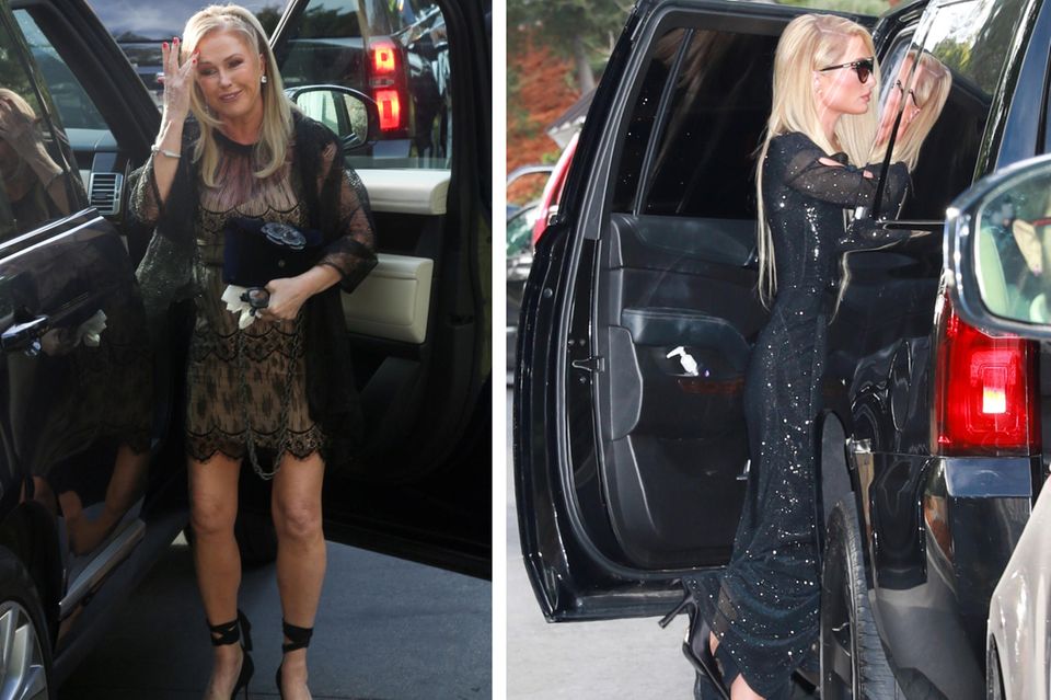 Kathy Hilton und Paris Hilton kommen in schwarzen Outfits zu Britney Spears Hochzeit. 