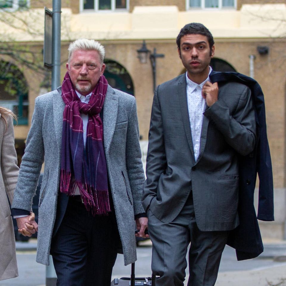 Boris Becker und Noah Becker auf dem Weg zum Prozess im Southwark Crown Court in London