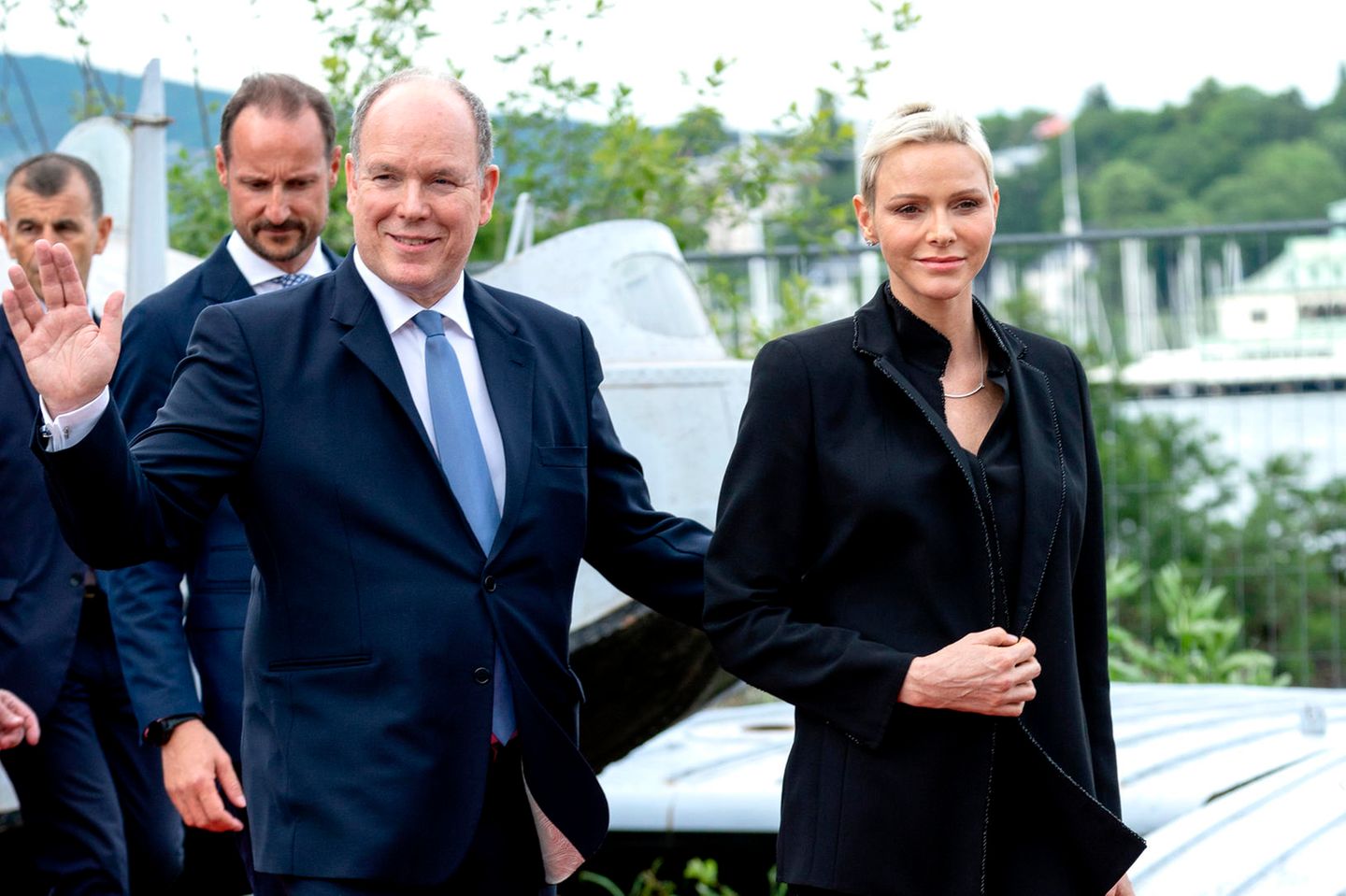Fürst Albert und Fürstin Charlène bei der Eröffnung der Ausstellung "Sailing the Sea of ​​Science" im Frammuseum in Oslo, Norwegen, 22. Juni 2022.