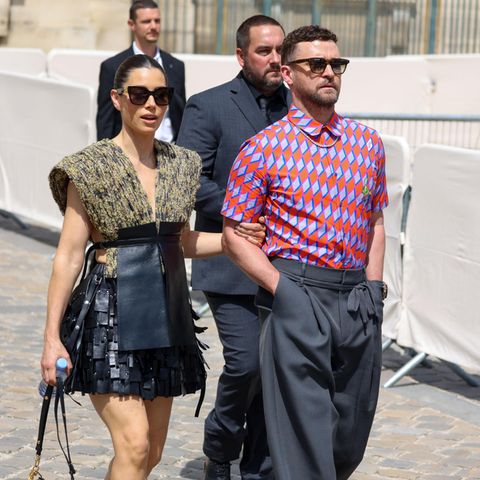 Jessica Biel und Justin Timberlake auf dem Weg zur Menswear Show von Louis Vuitton in Paris. 