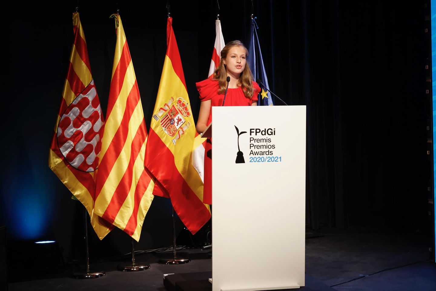 Im Juli 2021 hielt Prinzessin Leonor bei der "Princesa De Girona"-Preisverleihung im Caixa Forum, Barcelona, eine Rede.