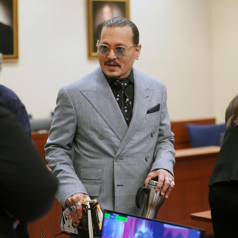 Johnny Depp in the Fairfax, Virginia courtroom during his ex-wife Amber Heard's trial.