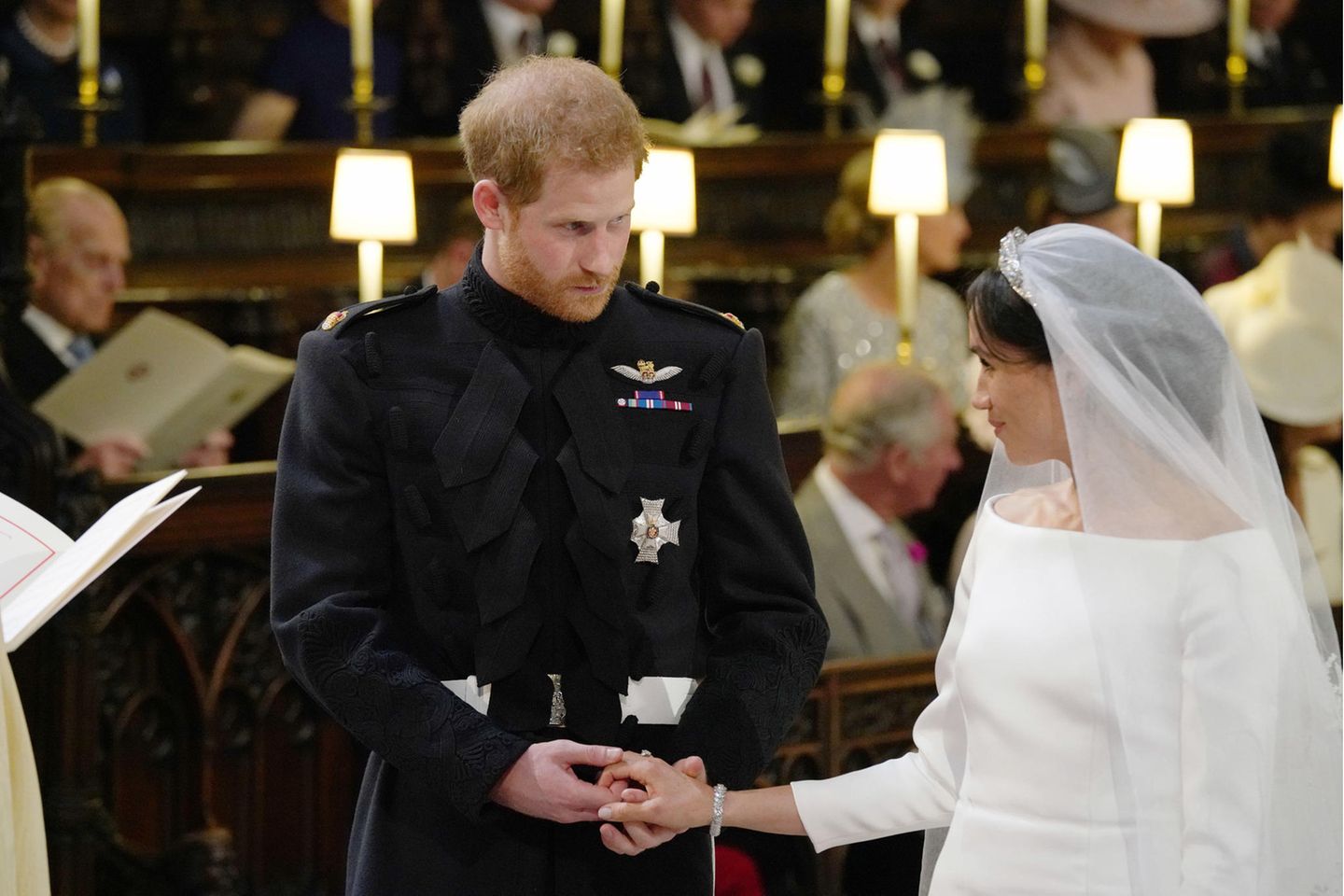 Prinz Harry und Herzogin Meghan bei ihrer Hochzeit am 19. Mai 2018 in St George's Chapel in Windsor.