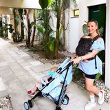 Kinderwagen: Charlotte Münch posiert mit ihren beiden Kindern.