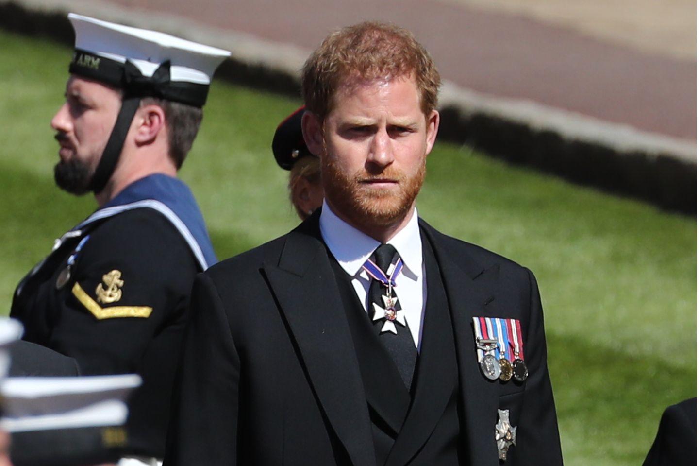 Prinz Harry bei der Beerdigung von Prinz Philip.