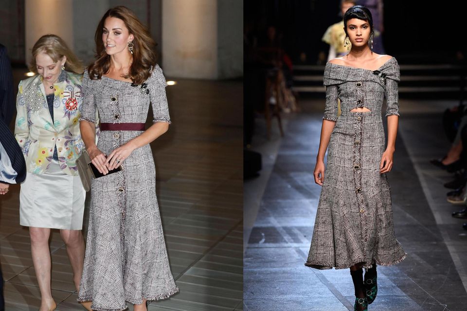 For her duchess style, Catherine renounces the cutouts of the Erdem dress.