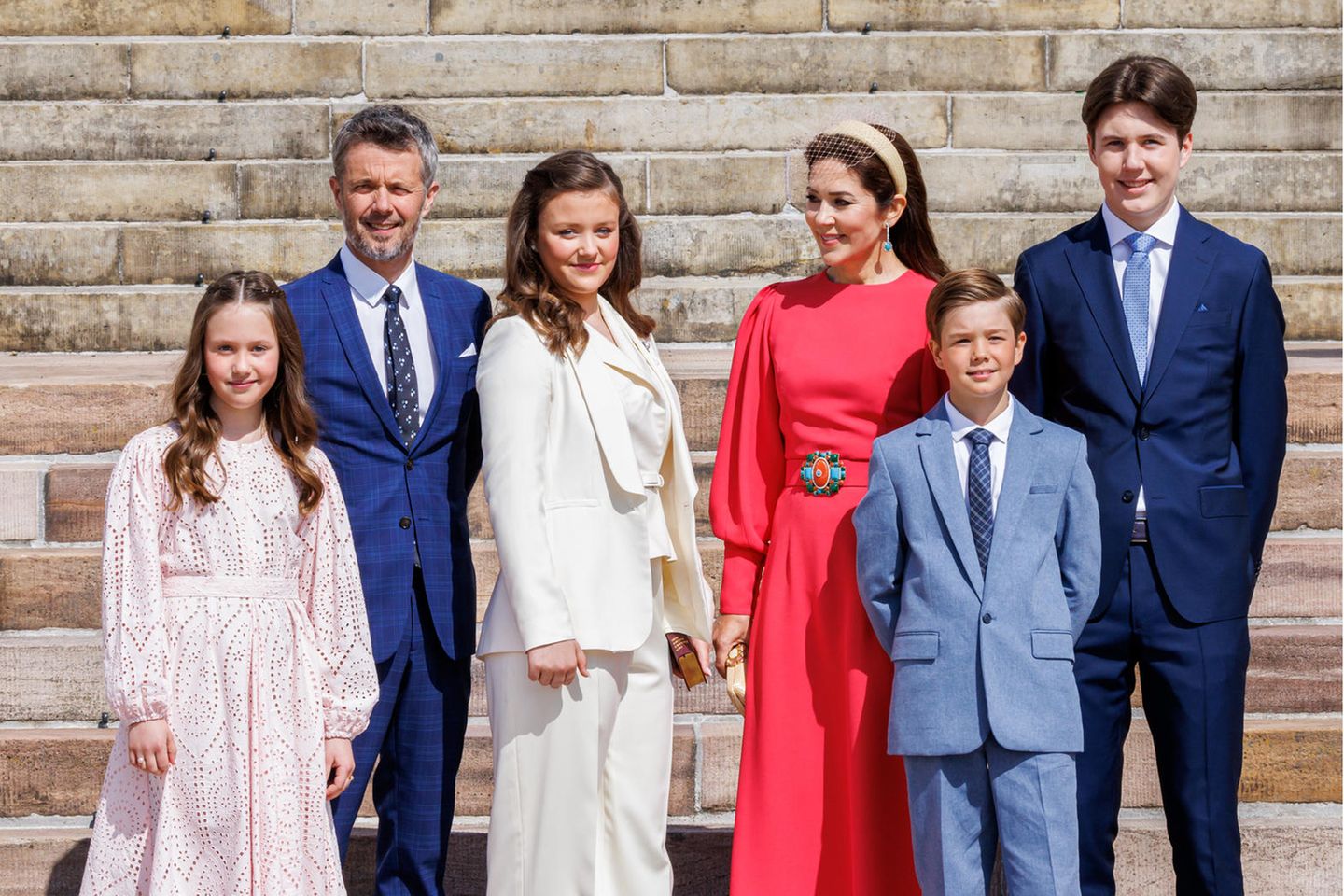 Prinzessin Josephine, Prinz Frederik, Prinzessin Isabella, Prinzessin Mary, Prinz Vincent und Prinz Christian.