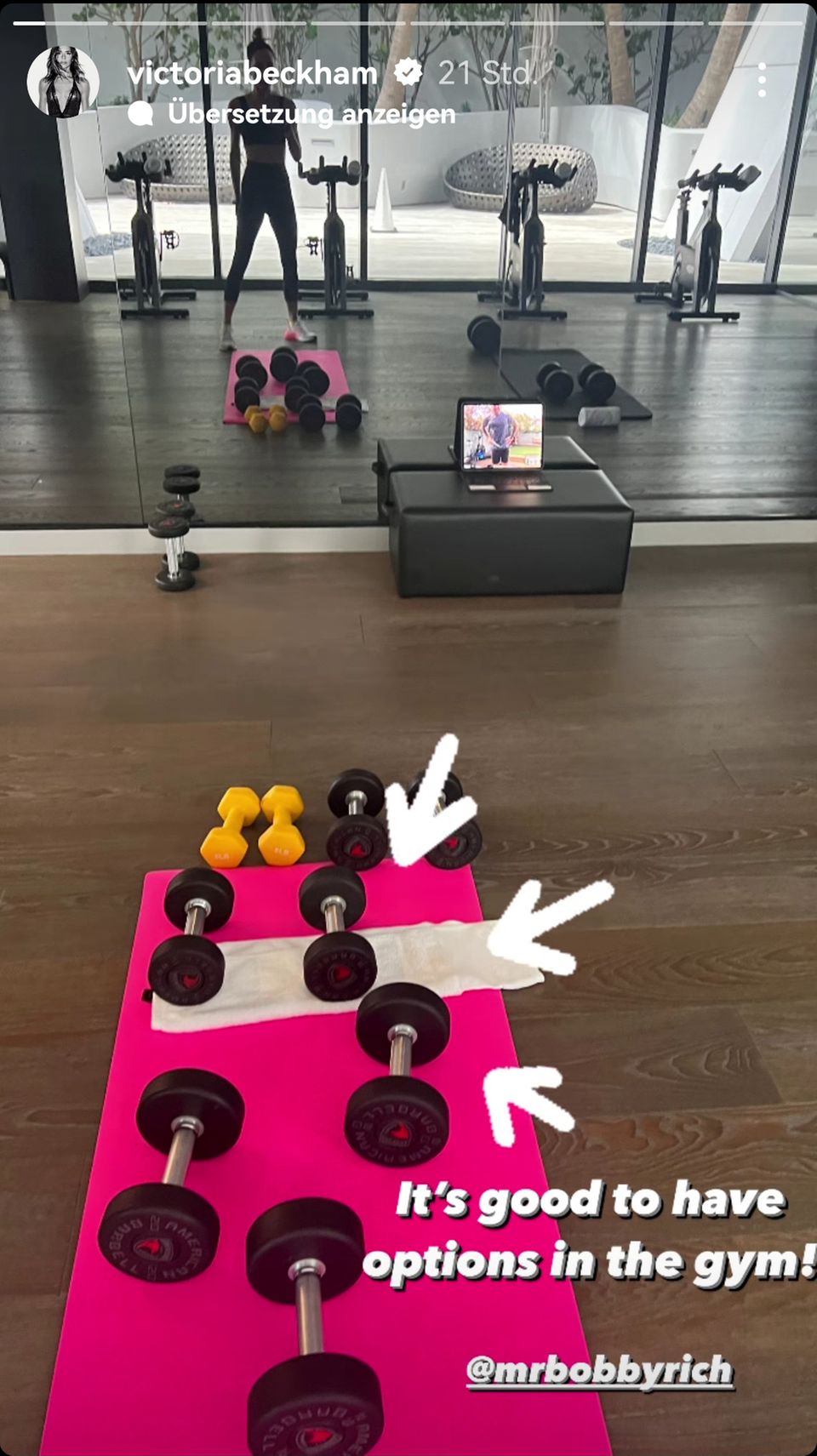 Victoria Beckham gewährt auf Instagram Einblick in ihr privates Fitnessstudio